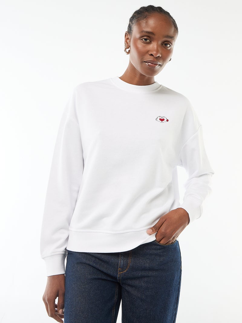 Disney 'Mickey and Minnie' Printed Cotton Sweatshirt White - Kiabi