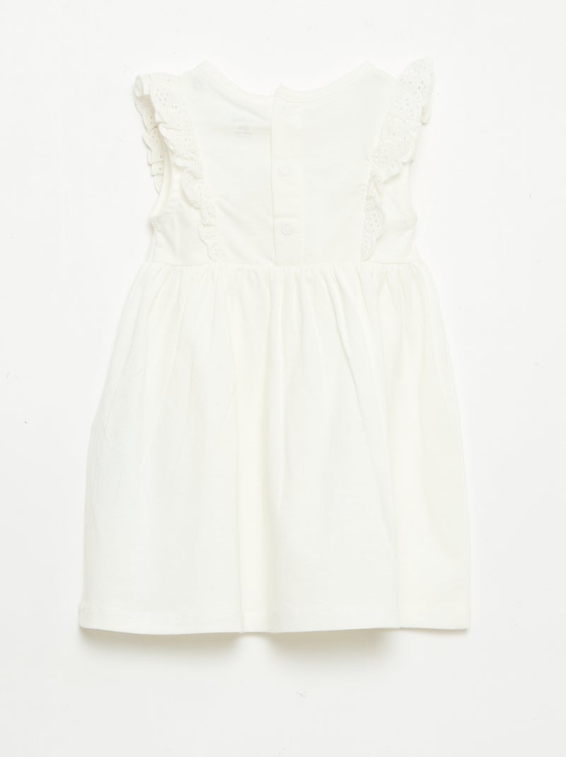 "Disney" Solid Sleeveless Dress with Ruffle on the Bodice White - Kiabi
