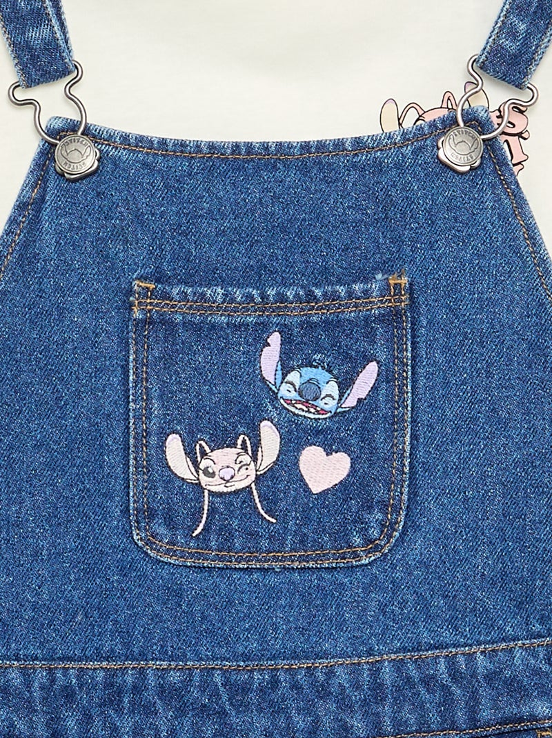 Disney 'Stitch' 2-piece set - dungaree dress + long-sleeved T-shirt Blue - Kiabi