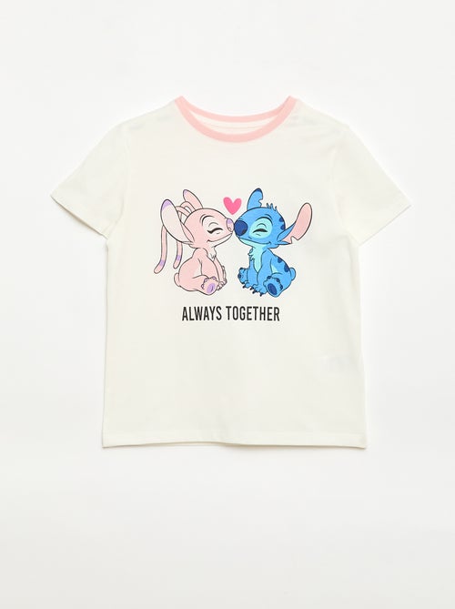 Disney 'Stitch & Angel' Plain Cotton T-shirt - Kiabi