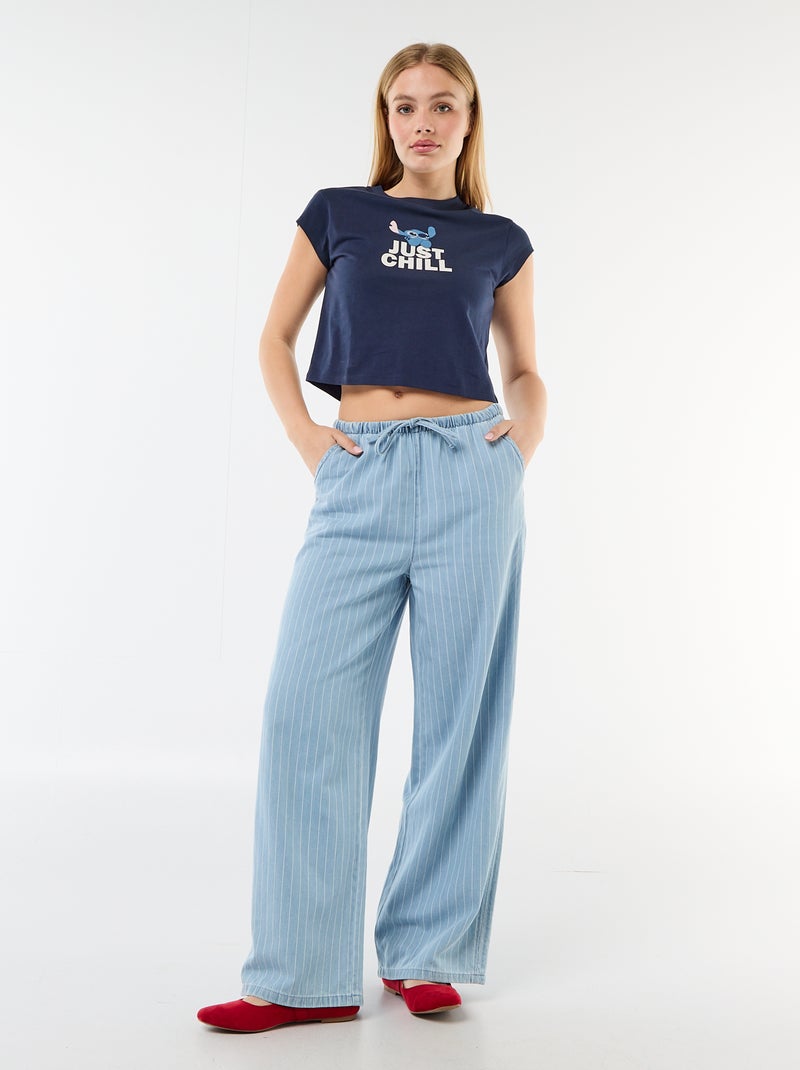 Disney \'Stitch\' Cropped T-shirt Blue - Kiabi