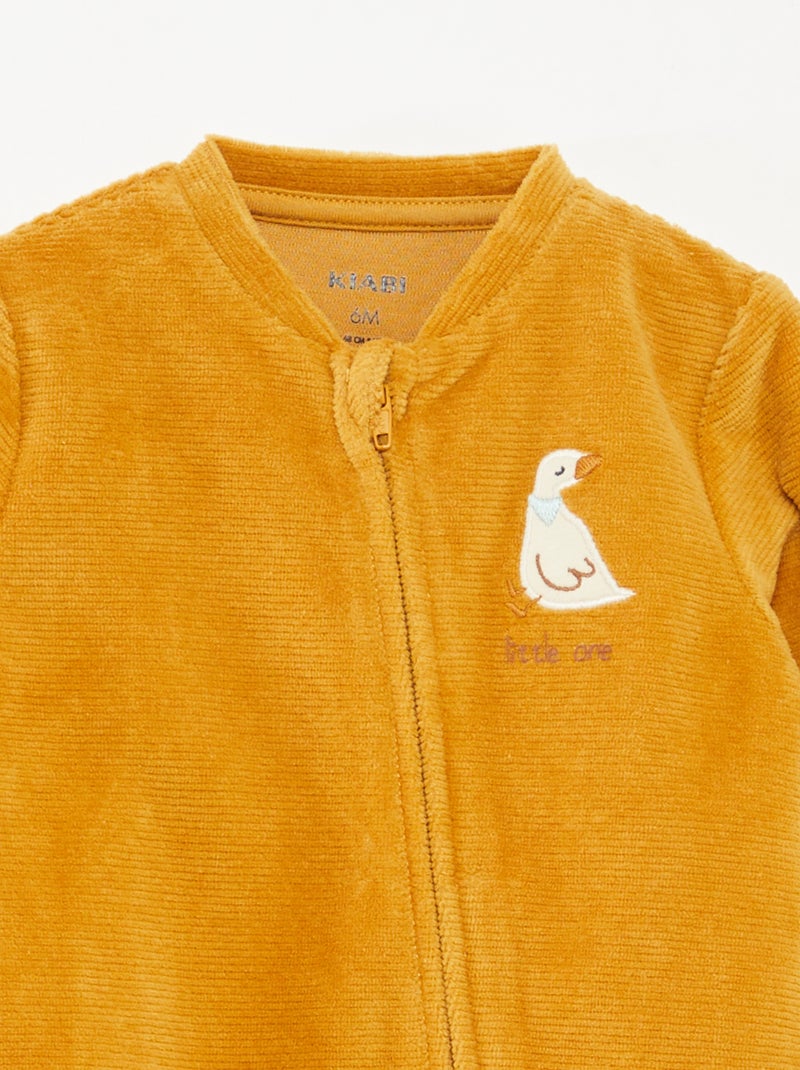 Dors-bien en velours avec ouverture zippée Jaune - Kiabi