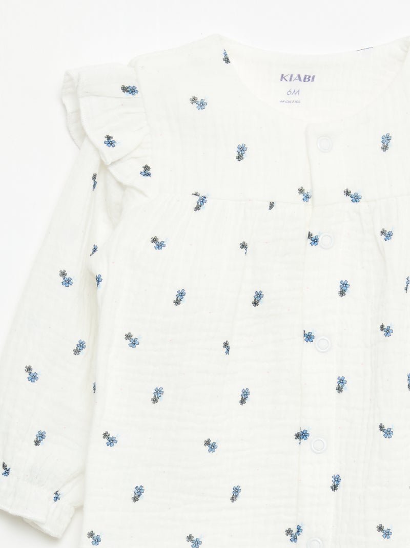 Dors-bien sans pieds en double gaze de coton Blanc - Kiabi