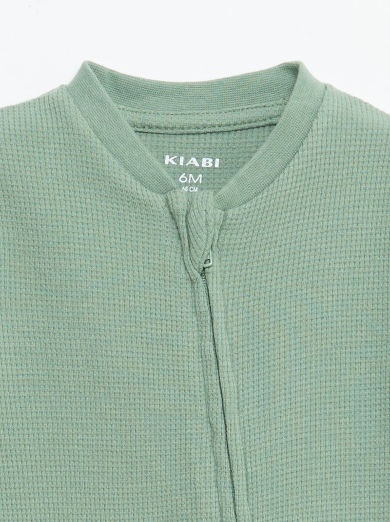 Dors bien style nid d'abeille uni zippé Vert - Kiabi