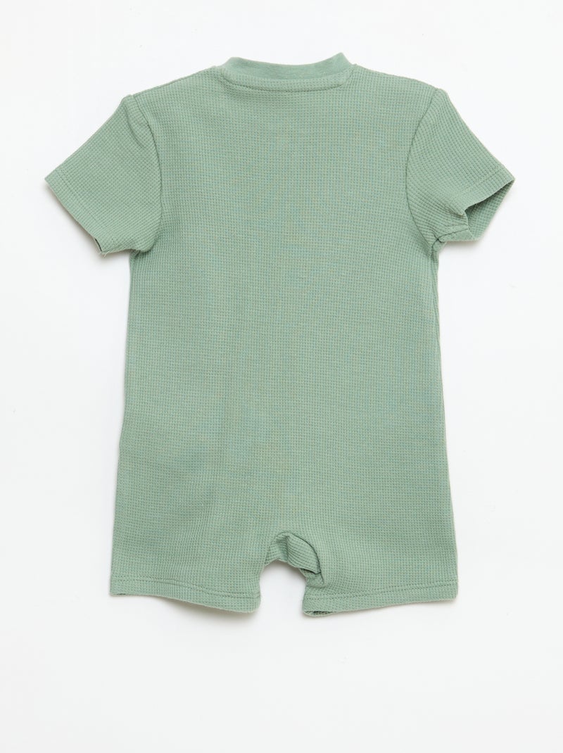 Dors bien style nid d'abeille uni zippé Vert - Kiabi