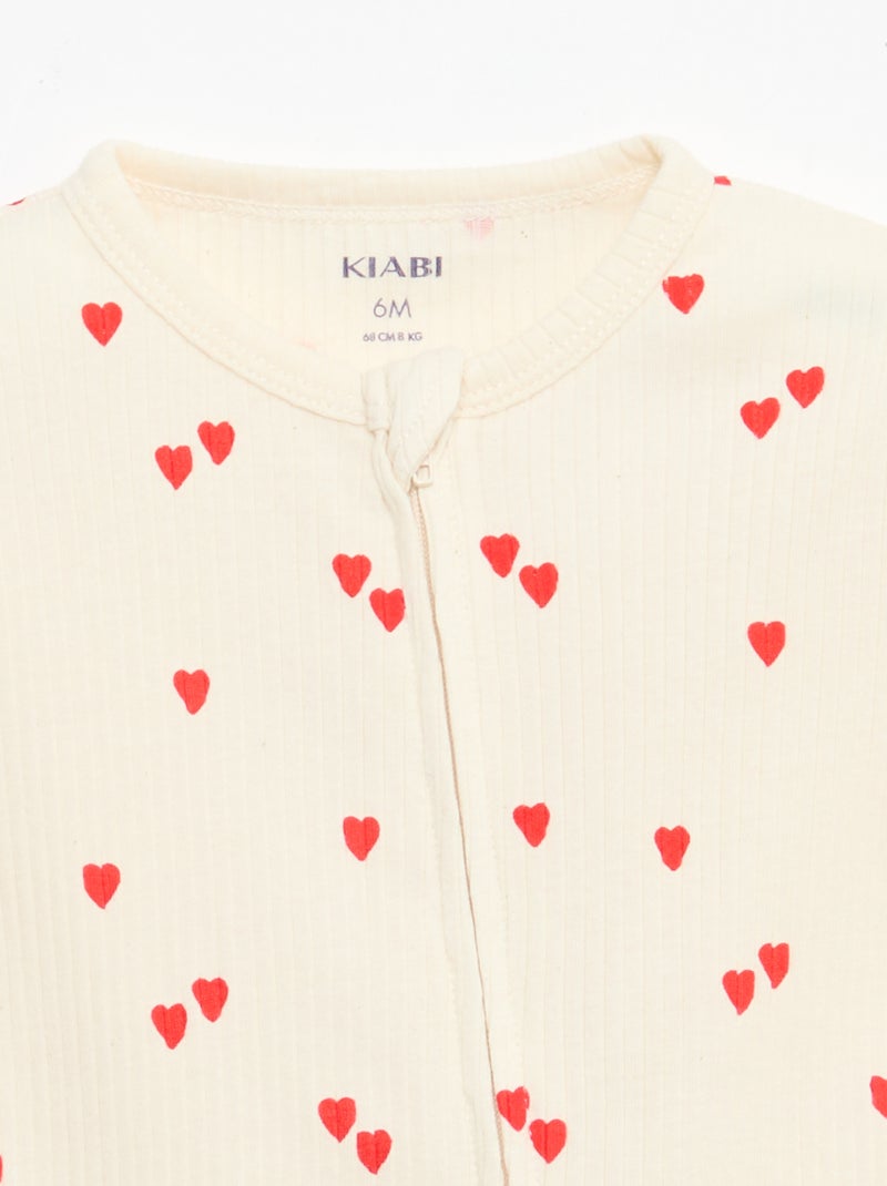 Dors bien zippé léger manches courtes all-over Beige - Kiabi