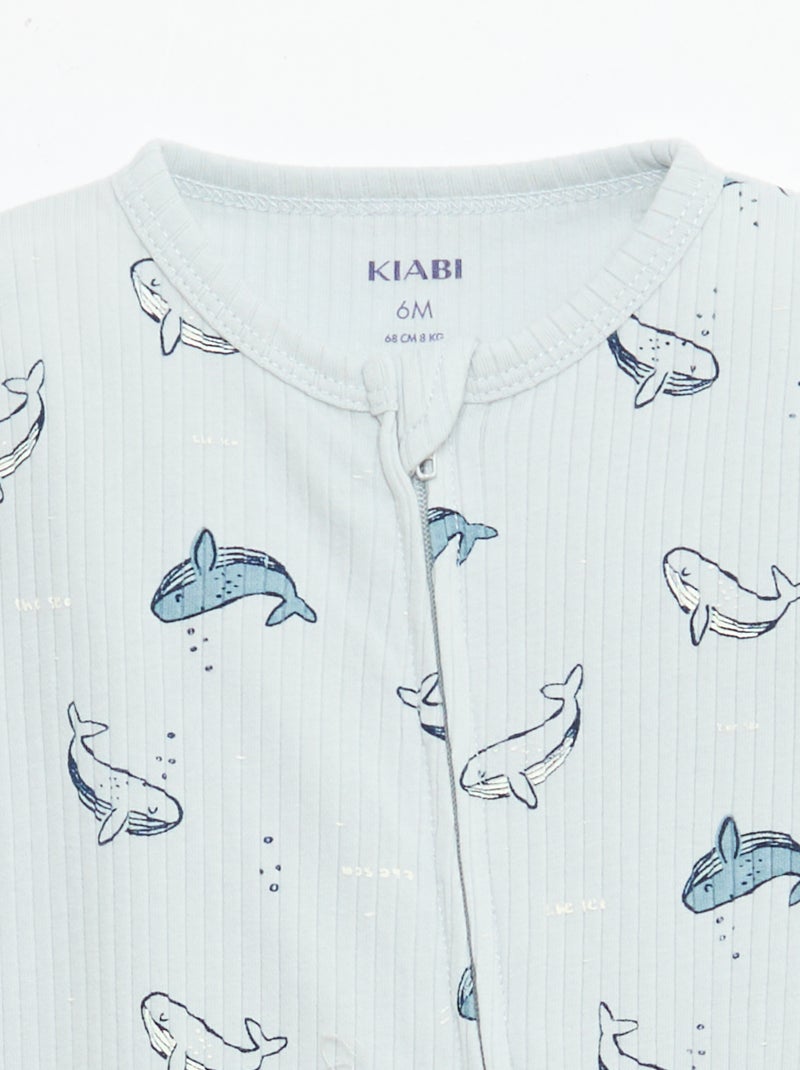 Dors bien zippé léger manches courtes all-over Bleu - Kiabi