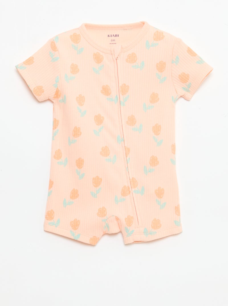 Dors bien zippé léger manches courtes all-over Orange - Kiabi