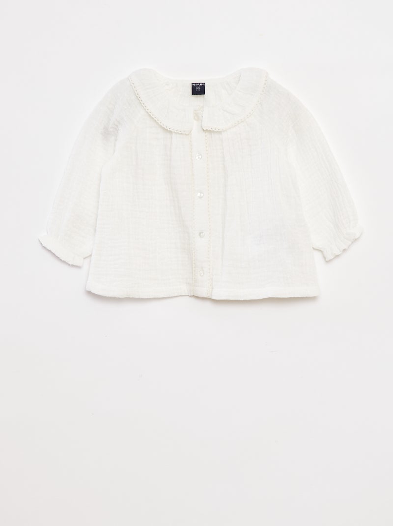 Dotted cotton gauze blouse White - Kiabi
