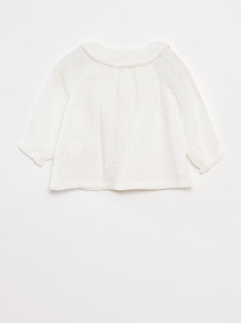 Dotted cotton gauze blouse White - Kiabi