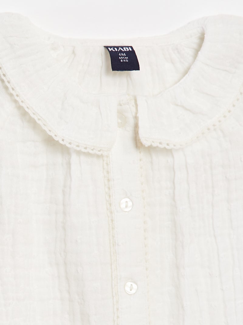 Dotted cotton gauze blouse White - Kiabi