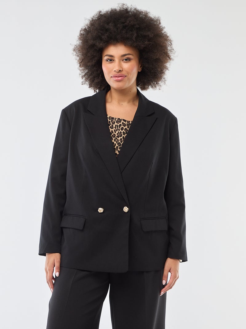Double-Breasted Long Tailored Jacket Black - Kiabi