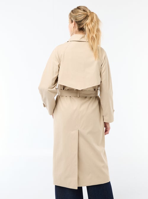 Double-Breasted Long Trench Coat - Kiabi