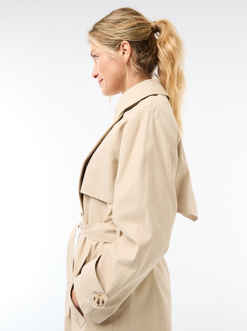 Double-Breasted Long Trench Coat - Kiabi