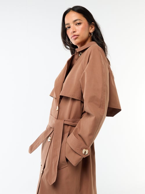 Double-Breasted Long Trench Coat - Kiabi