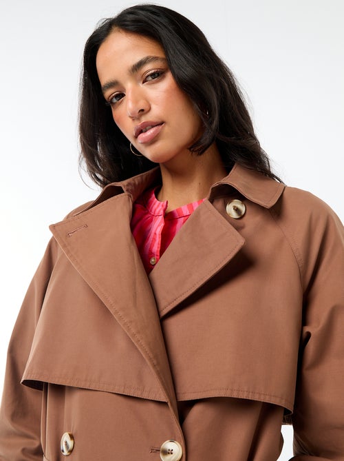 Double-Breasted Long Trench Coat - Kiabi