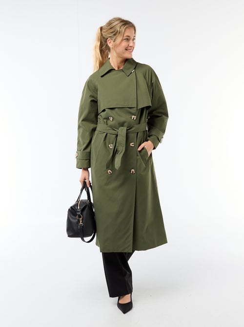 Double-Breasted Long Trench Coat - Kiabi