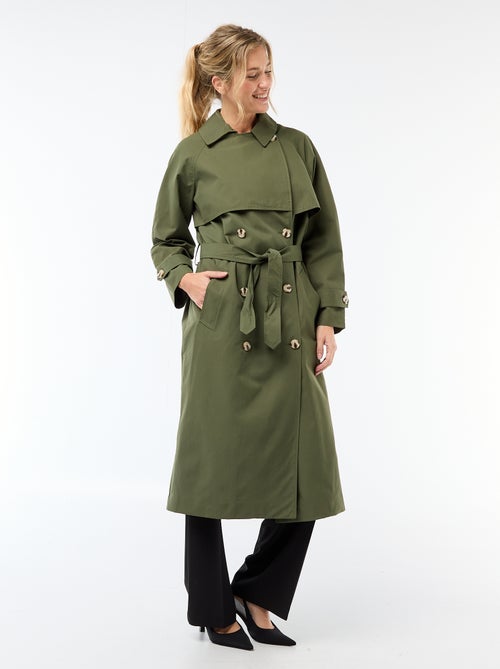 Double-Breasted Long Trench Coat - Kiabi