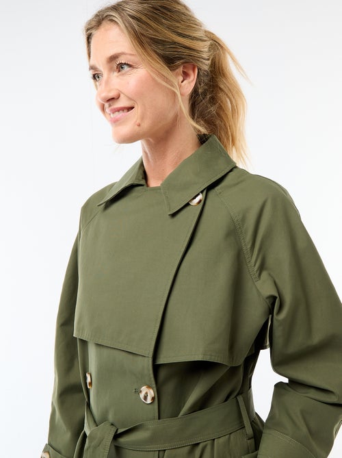 Double-Breasted Long Trench Coat - Kiabi