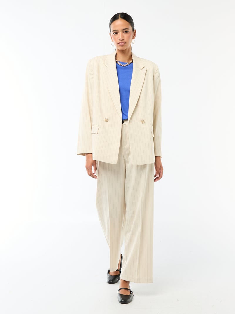 Double-Breasted Tailored Blazer Beige - Kiabi