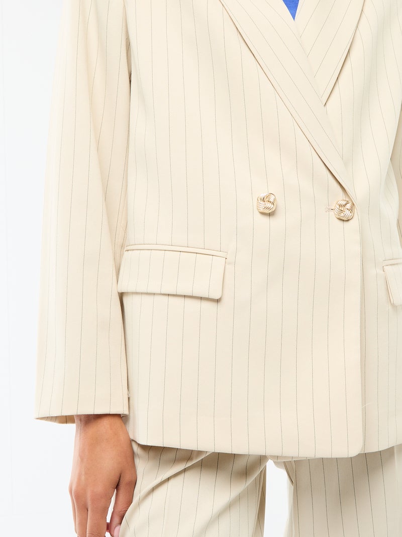 Double-Breasted Tailored Blazer Beige - Kiabi
