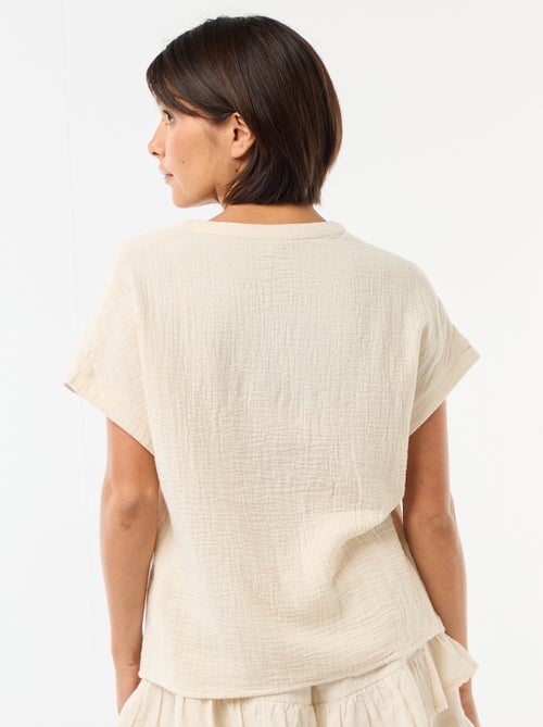 Double Gauze Cotton Blouse with Embroidery - Kiabi
