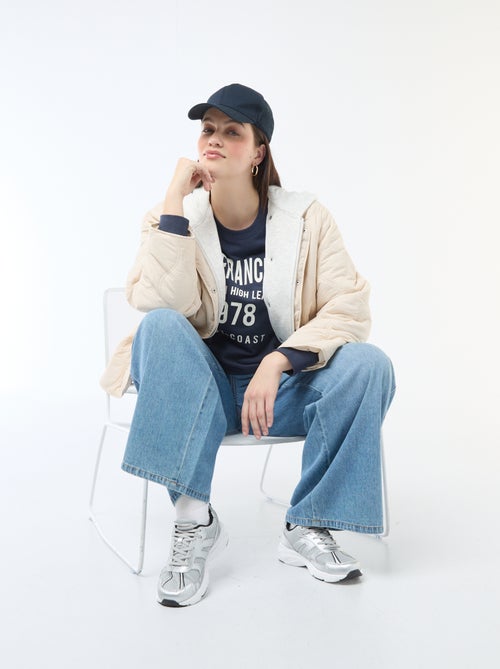 Doudoune à capuche avec plastron intérieur en molleton amovible - Kiabi