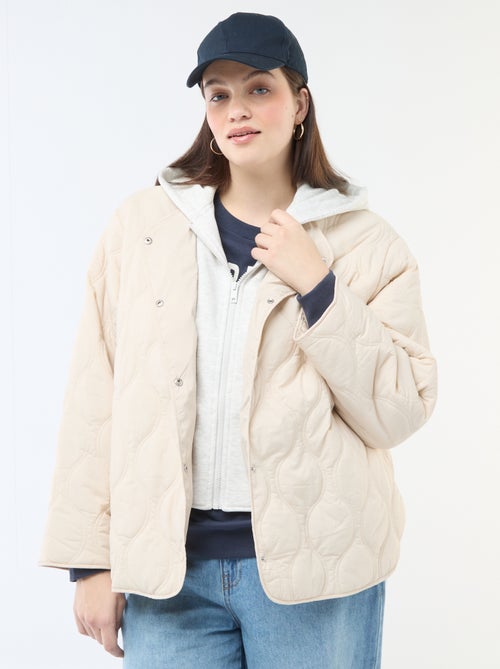 Doudoune à capuche avec plastron intérieur en molleton amovible - Kiabi