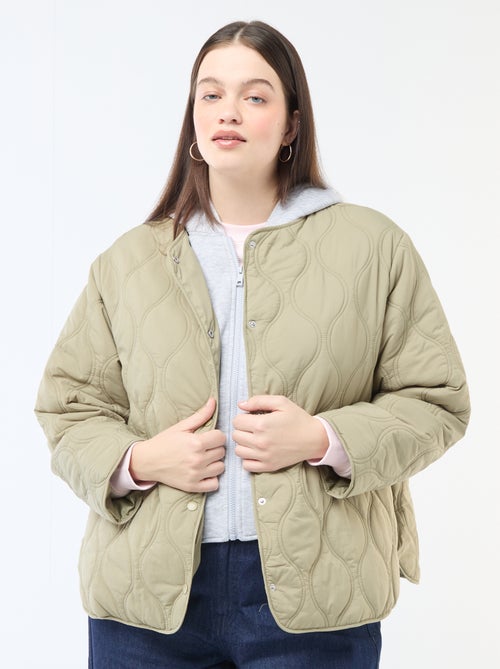 Doudoune à capuche avec plastron intérieur en molleton amovible - Kiabi