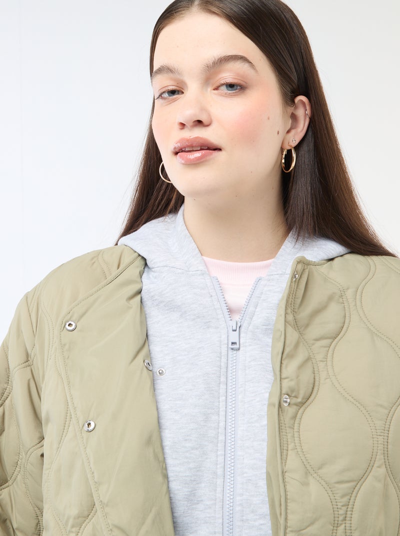 Doudoune à capuche avec plastron intérieur en molleton amovible Vert - Kiabi