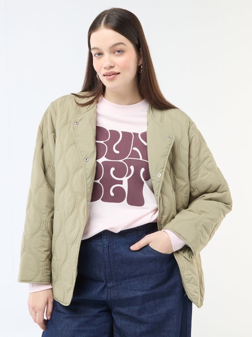 Doudoune à capuche avec plastron intérieur en molleton amovible - Kiabi