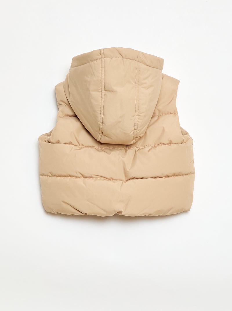 Doudoune à capuche matelassée sans manches Beige - Kiabi