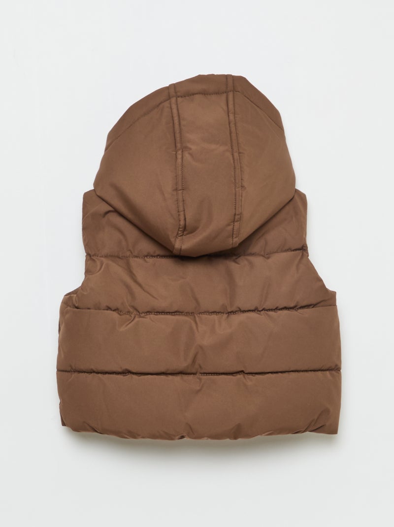 Doudoune à capuche matelassée sans manches Marron - Kiabi