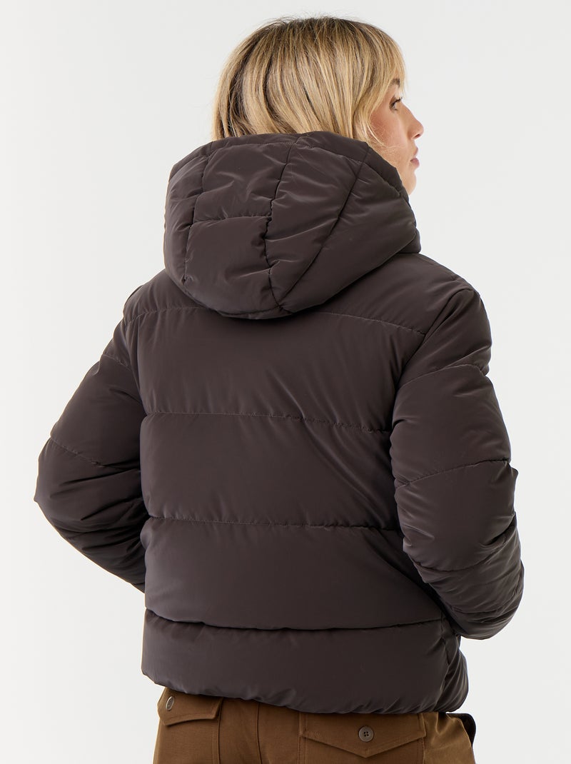 Doudoune chaude effet velouté Marron - Kiabi