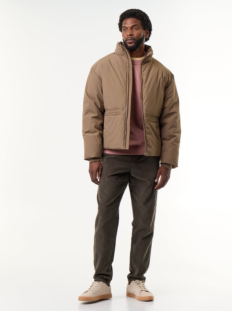 Doudoune col montant emmanchures raglan Marron - Kiabi