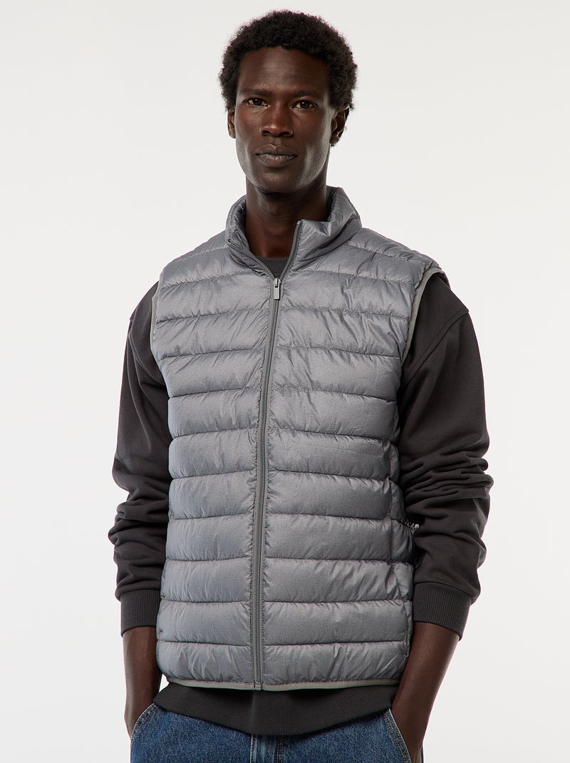 Doudoune déperlante sans manches unie Gris - Kiabi