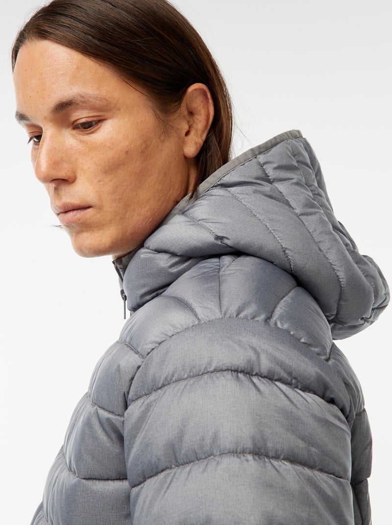 Doudoune légère à capuche Gris - Kiabi