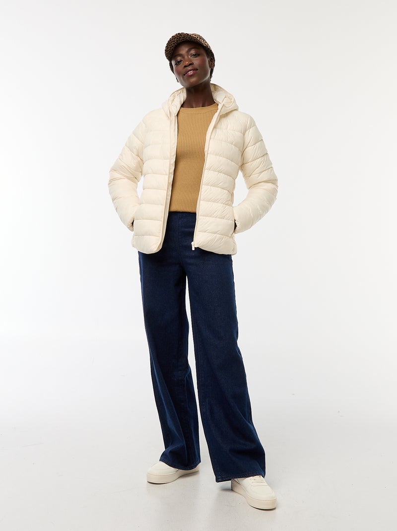 Doudoune légère à capuche unie Blanc - Kiabi