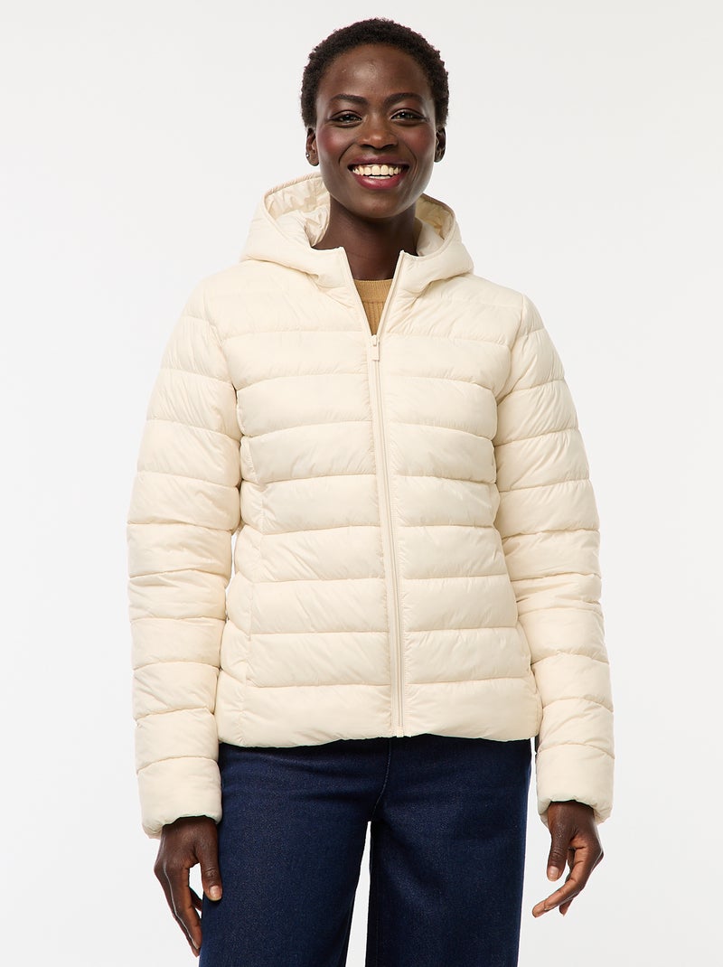 Doudoune légère à capuche unie Blanc - Kiabi