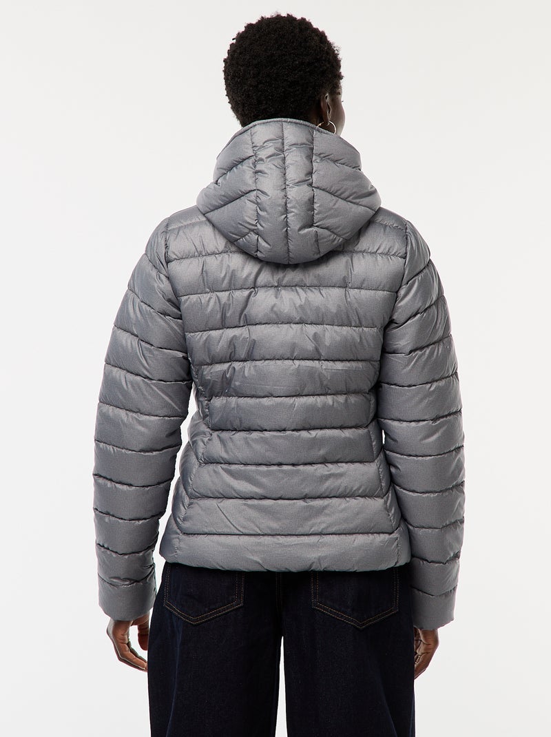 Doudoune légère à capuche unie Gris - Kiabi