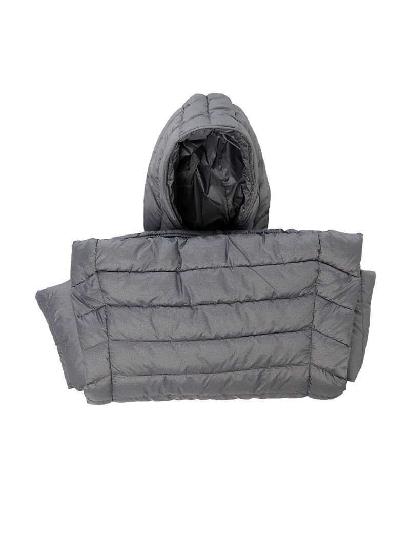 Doudoune légère à capuche unie Gris - Kiabi