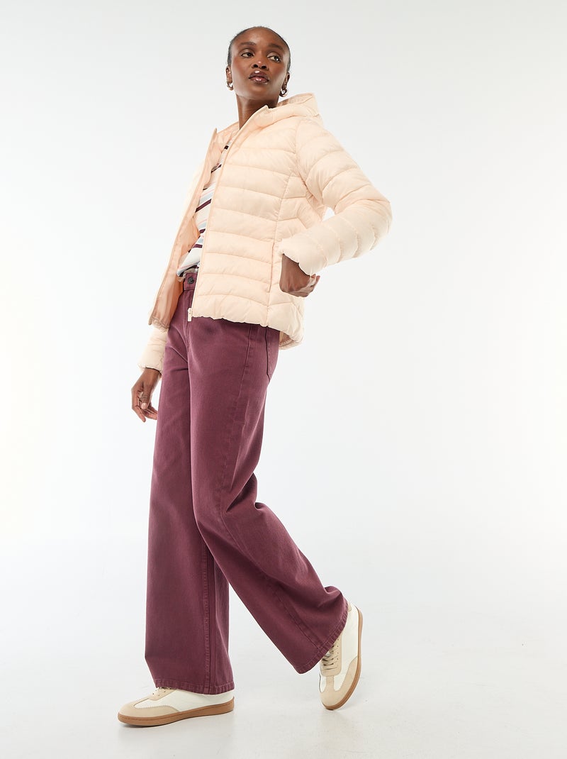 Doudoune légère à capuche unie Rose - Kiabi