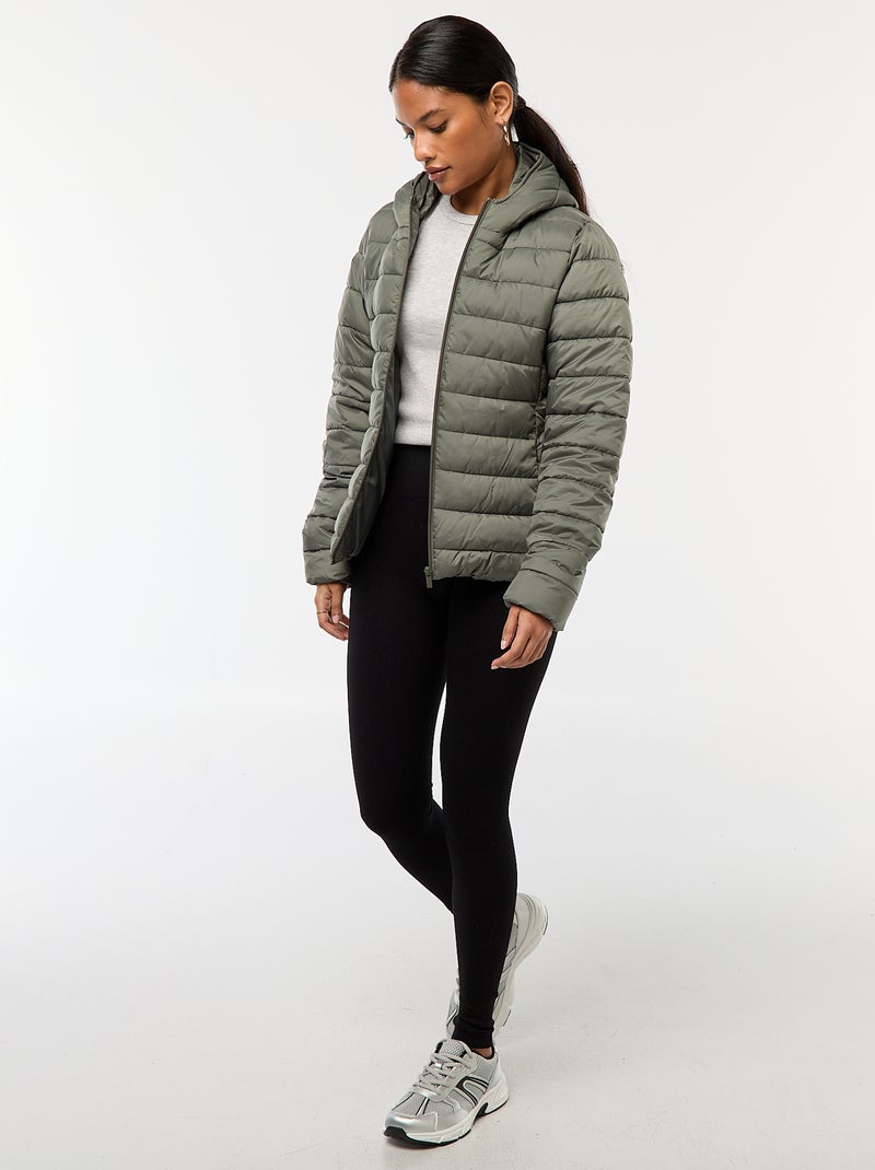 Doudoune légère à capuche unie Vert - Kiabi