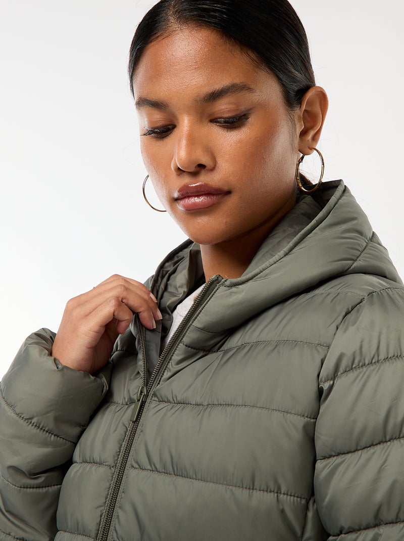 Doudoune légère à capuche unie Vert - Kiabi