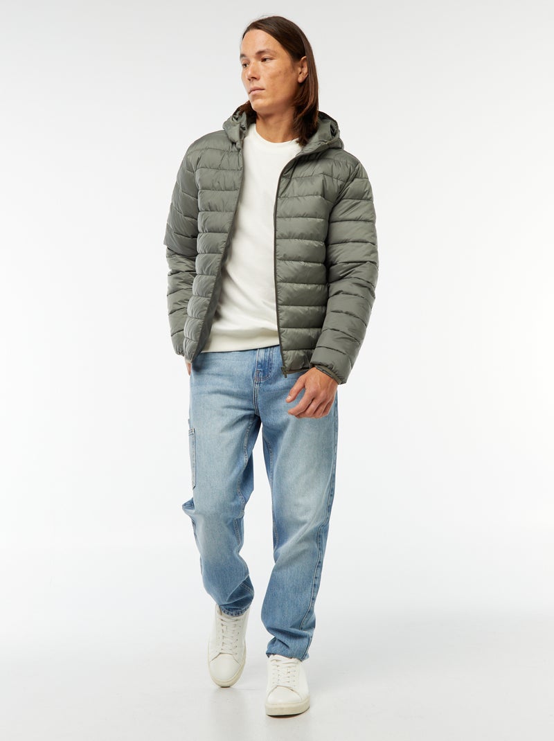 Doudoune légère à capuche Vert - Kiabi