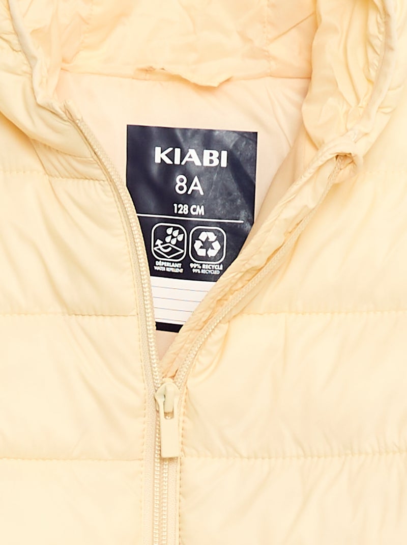 Doudoune légère avec capuche Jaune clair - Kiabi