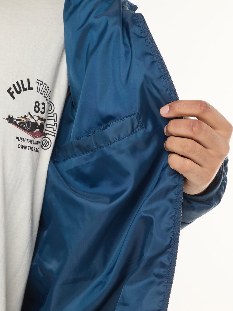 Doudoune légère matelassée avec capuche Bleu - Kiabi