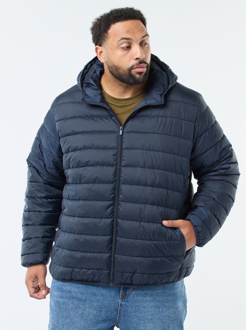 Doudoune légère matelassée avec capuche Bleu marine - Kiabi