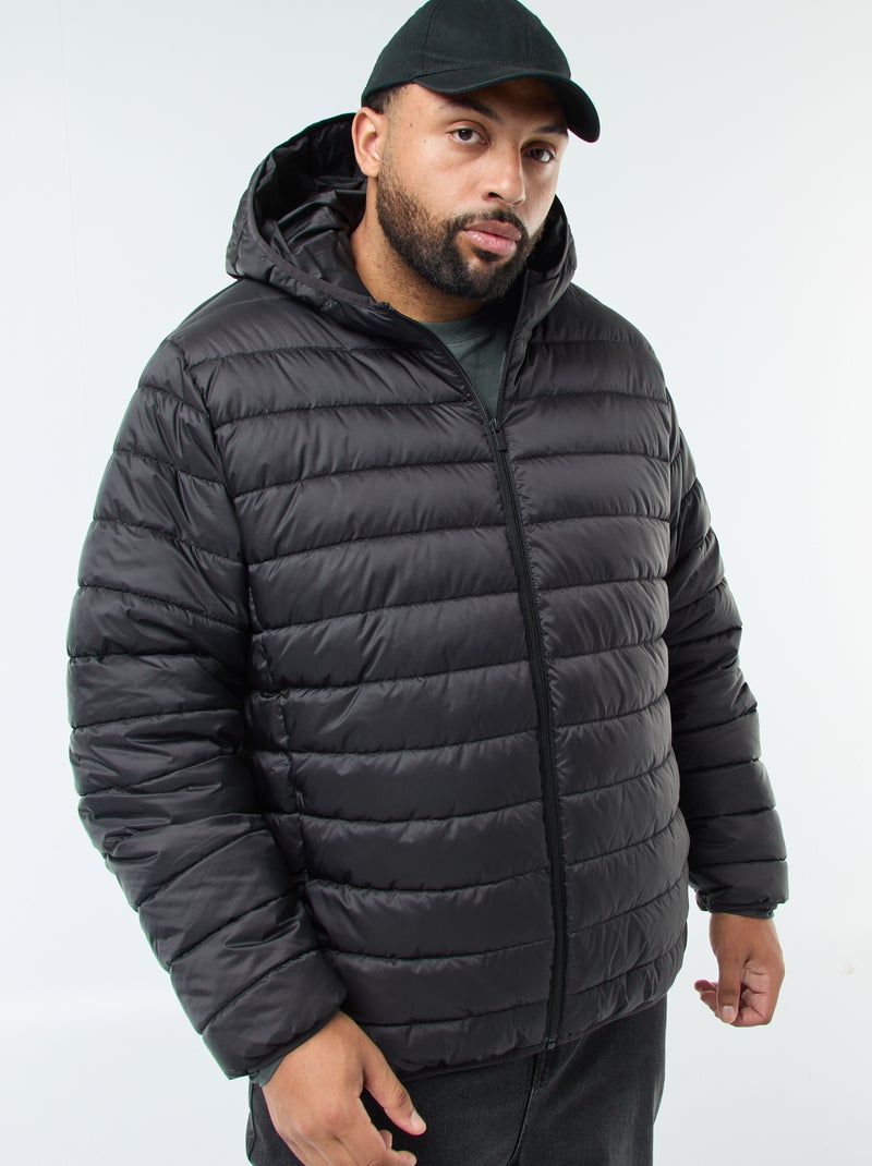 Doudoune légère matelassée avec capuche Noir - Kiabi