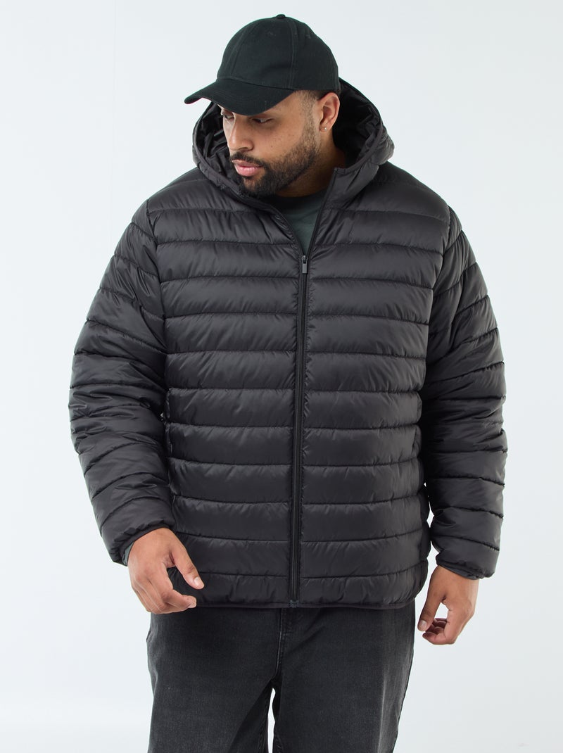 Doudoune légère matelassée avec capuche Noir - Kiabi